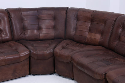 Vintage Modular Leder Sofa von Lemke aus den 70ern | Mid Century Couch Lounge Braun Retro 60er