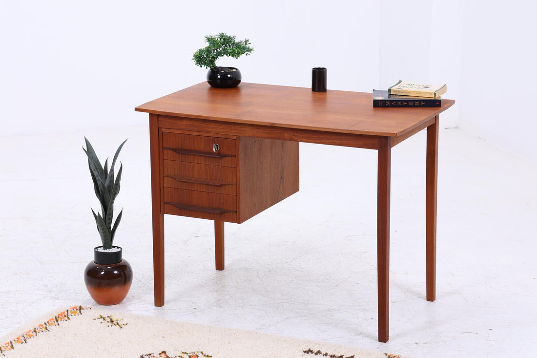 Vintage Teak Schreibtisch aus den 60ern | Mid Century Schubladen Arbeitstisch Bürotisch Tisch Retro Holz