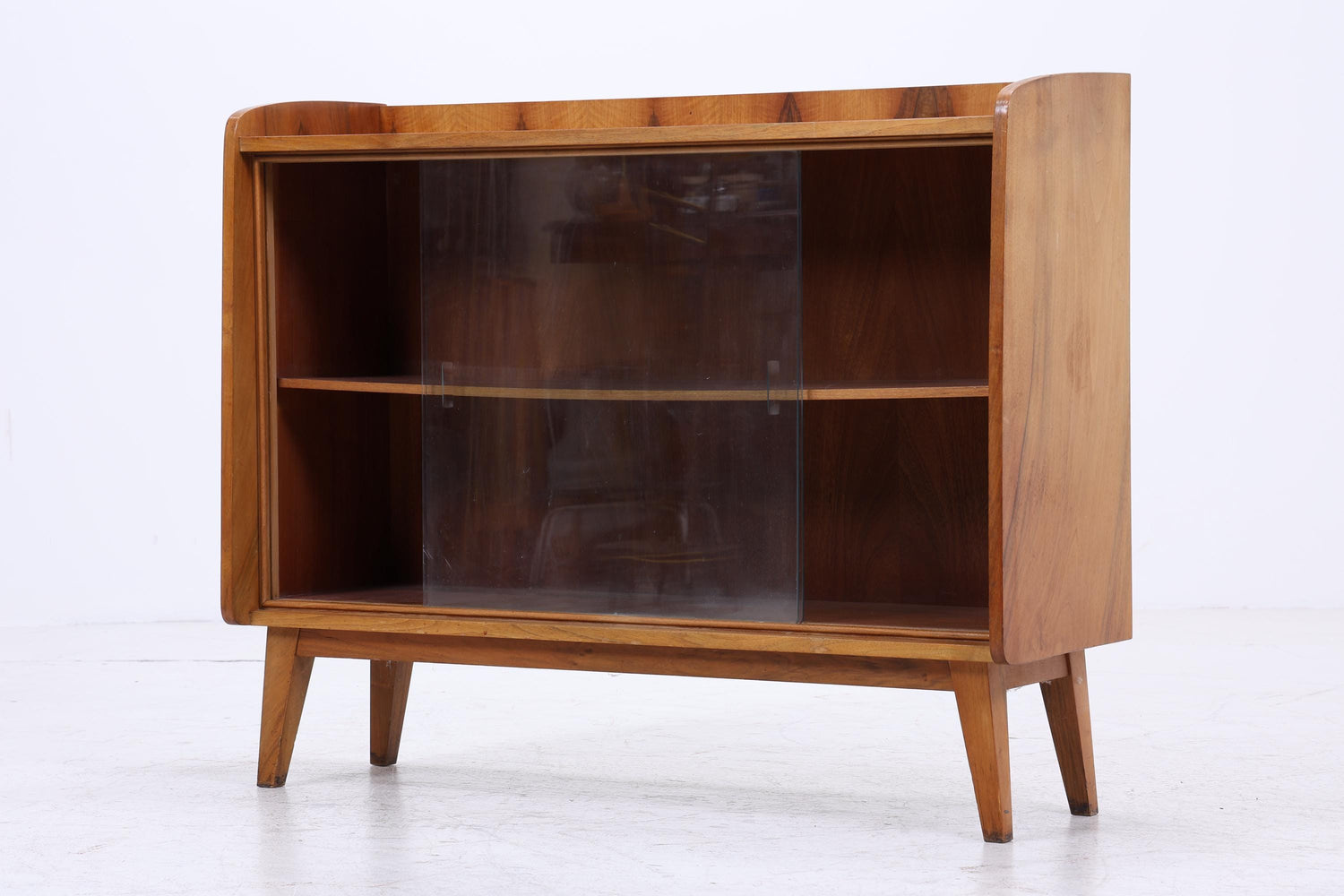 Vintage Kommode mit Glastüren 60er Jahre | Mid Century Vitrine Flur Schrank | Retro 70er Holz