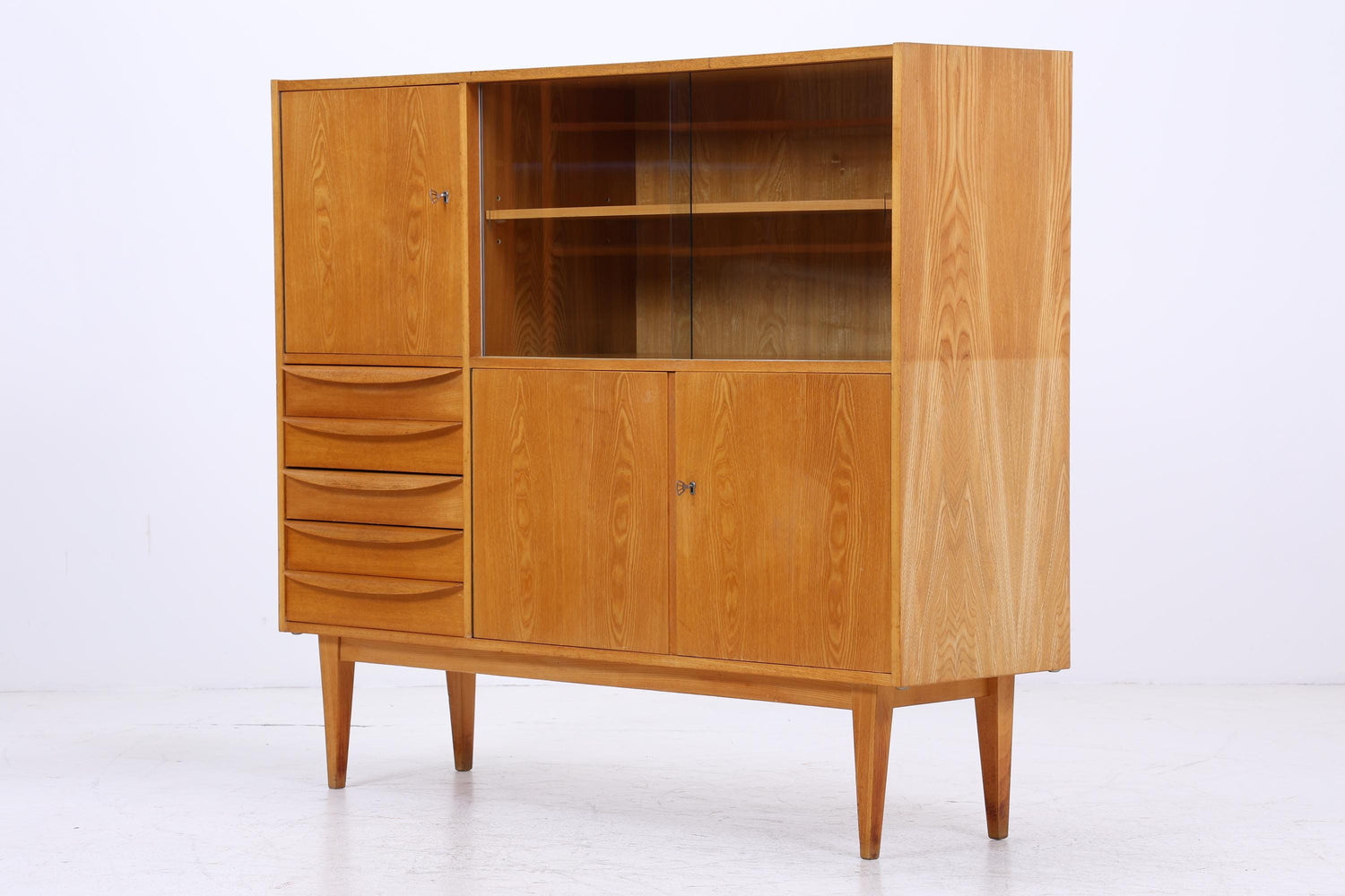 Hellerau Vintage Vitrine | Mid Century Highboard Serie 602 Franz Ehrlich Schrankwand Schrank Aufbewahrung