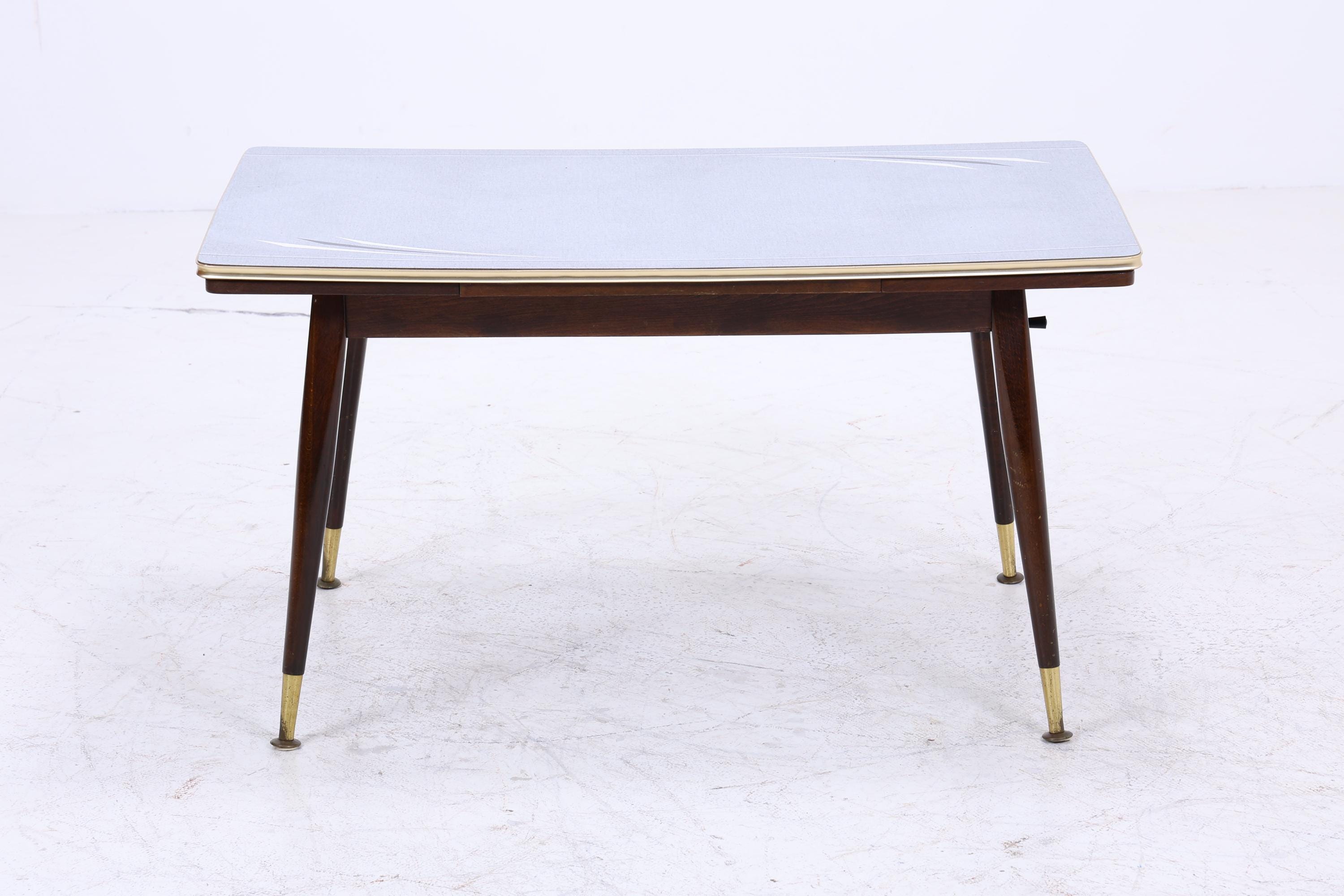 Vintage Kurbeltisch 60er Jahre | Mid Century ausziehbarer Resopal im Hochglanz Stil Couchtisch Tisch Retro 70er