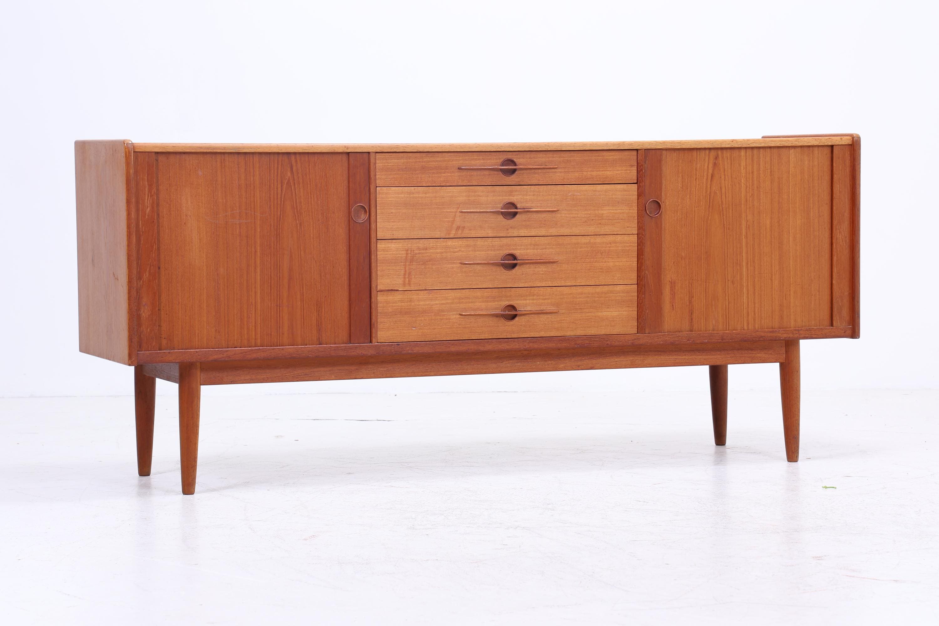 Vintage Teak Sideboard von Harry Ostergaard Lyby Mobler 60er Jahre | Mid Century Anrichte mit Schubladen &amp; Lamellentüren Holz
