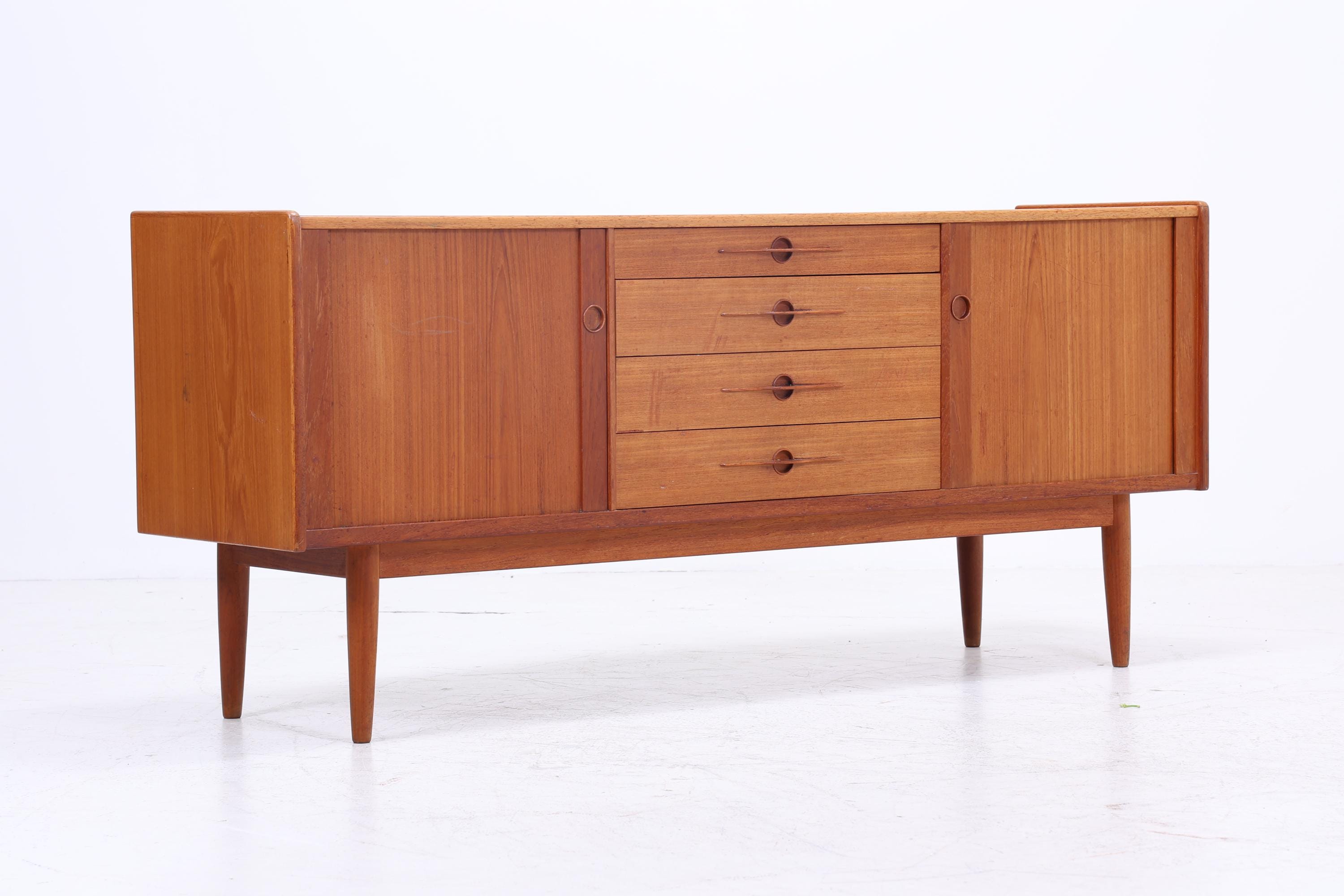 Vintage Teak Sideboard von Harry Ostergaard Lyby Mobler 60er Jahre | Mid Century Anrichte mit Schubladen &amp; Lamellentüren Holz