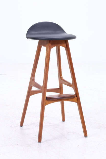 1v4 Vintage Barhocker OD61 von Erik Buch | Mid Century Sitzhocker Leder Oddense Maskinsnedkeri A / S | Retro Barstuhl 60er Danish Design