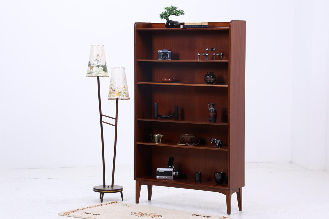 Vintage Mahagoni Bücherregal | Mid Century Regal | 60er Retro Holz Aufbewahrung