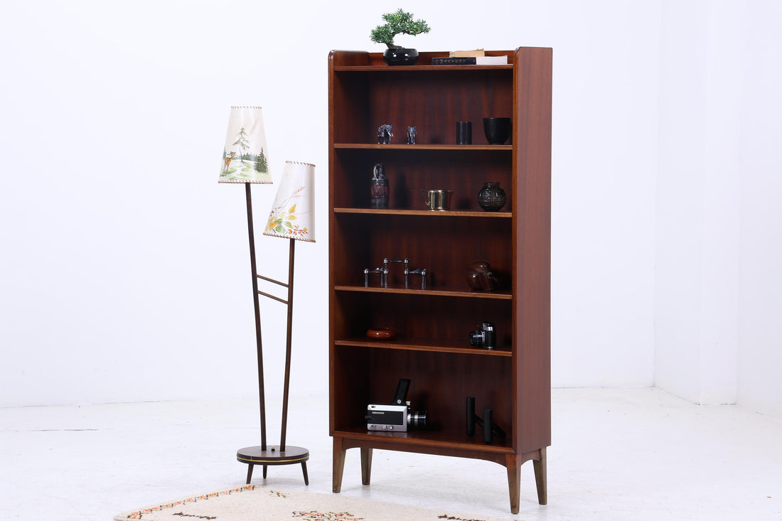 Vintage Mahagoni Bücherregal | Mid Century Regal | 60er Retro Holz Aufbewahrung