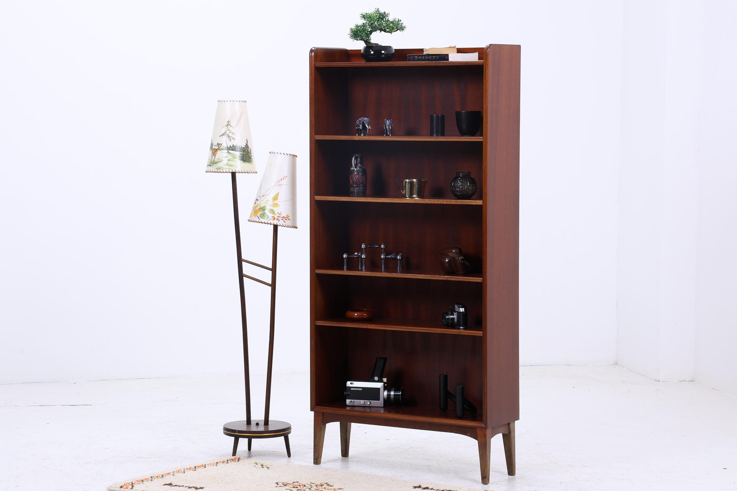 Vintage Mahagoni Bücherregal | Mid Century Regal | 60er Retro Holz Aufbewahrung