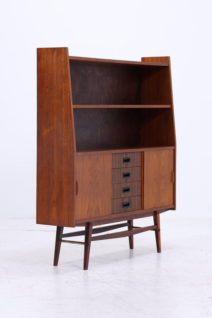 Vintage Teak Regalschrank | Mid Century Regal | 60er Retro Bücherregal Holz Aufbewahrung Palisander