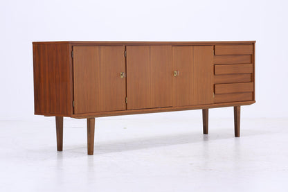 Vintage Nussbaum Sideboard 60er Jahre | Mid Century TV Board mit Schubladen &amp; Fächern Holz Aufbewahrung Anrichte