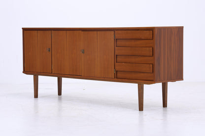 Vintage Nussbaum Sideboard 60er Jahre | Mid Century TV Board mit Schubladen &amp; Fächern Holz Aufbewahrung Anrichte