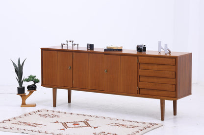 Vintage Nussbaum Sideboard 60er Jahre | Mid Century TV Board mit Schubladen &amp; Fächern Holz Aufbewahrung Anrichte