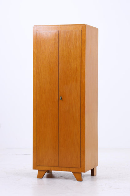 Schmaler Vintage Kleiderschrank | Mid Century Wäscheschrank | 60er Jahre Schrank | mit 1 Kleiderstange