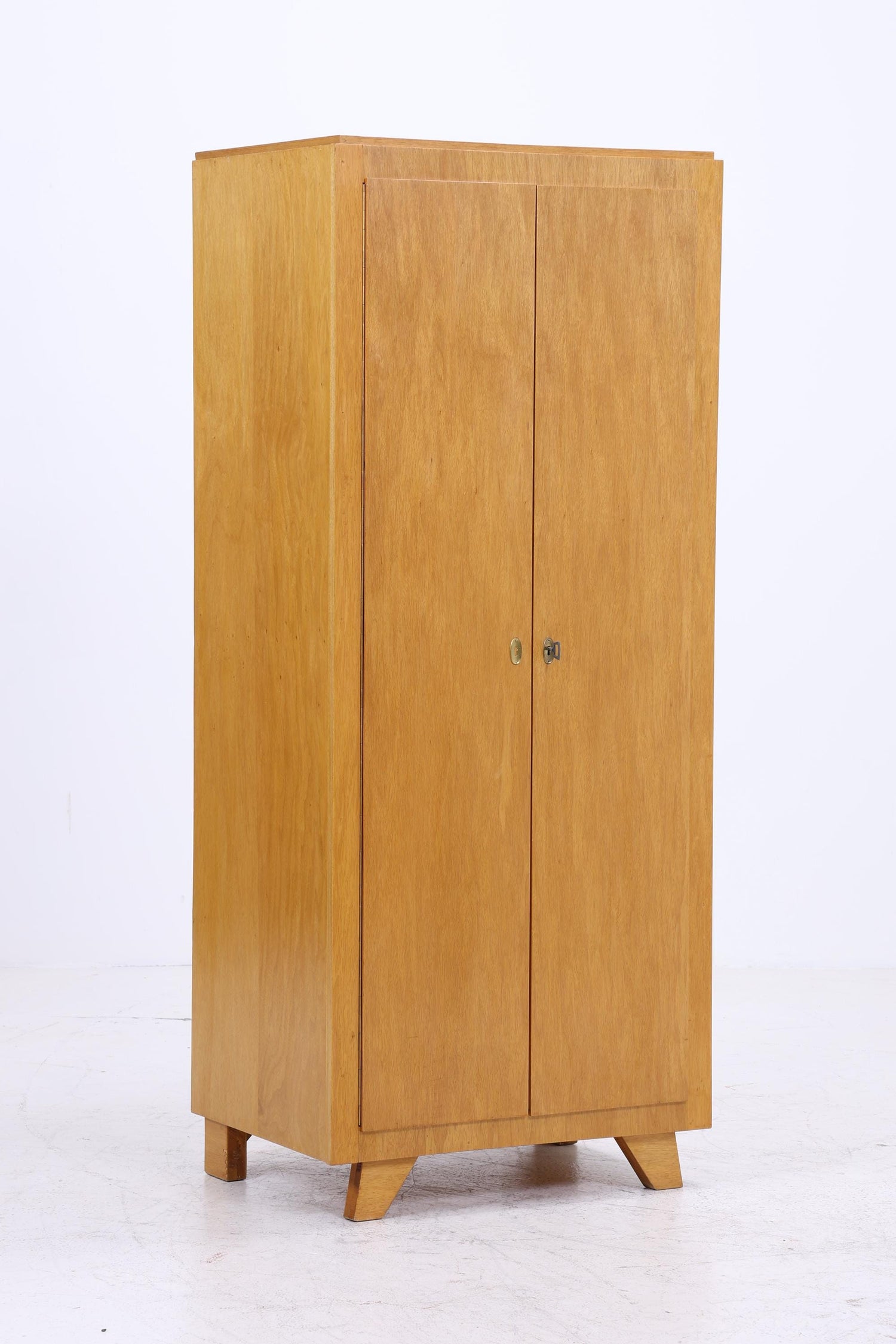 Schmaler Vintage Kleiderschrank | Mid Century Wäscheschrank | 60er Jahre Schrank | mit 1 Kleiderstange