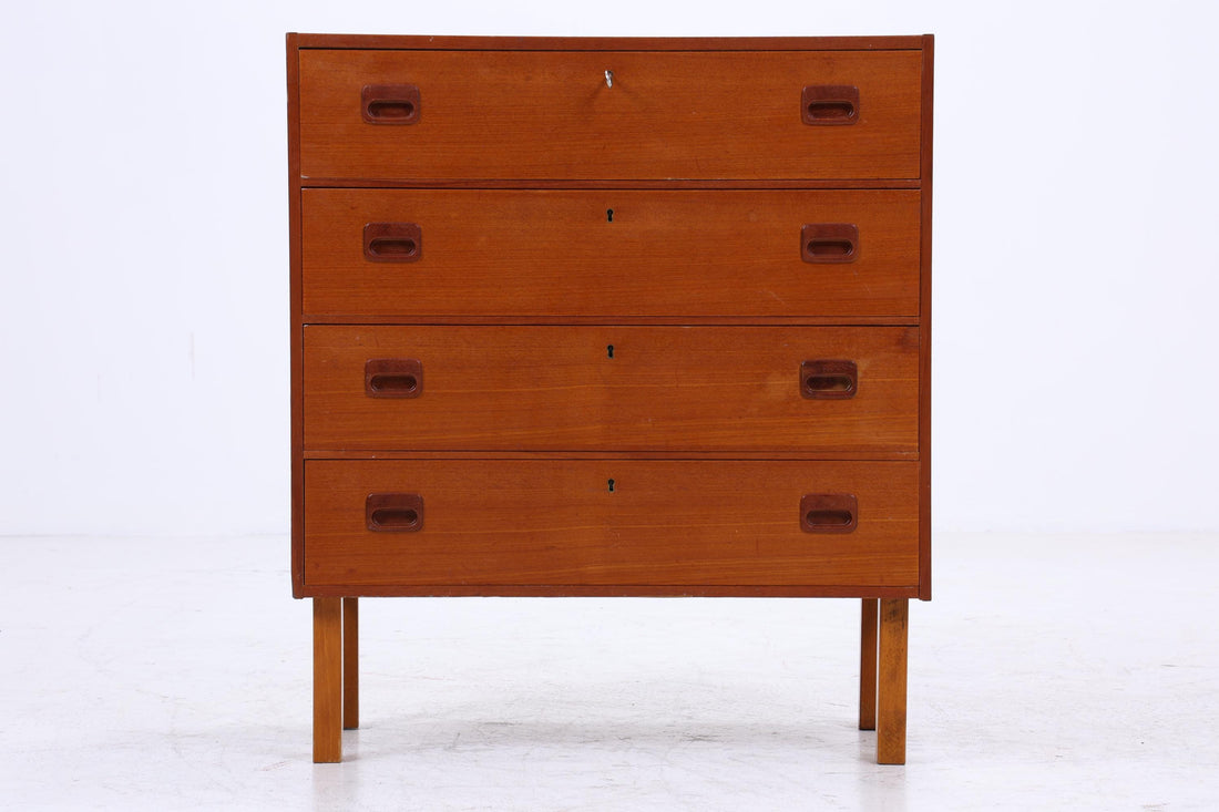 Vintage Teak Schubladen Kommode | Mid Century Schrank Holz Aufbewahrung 60er Jahre Herrenkommode
