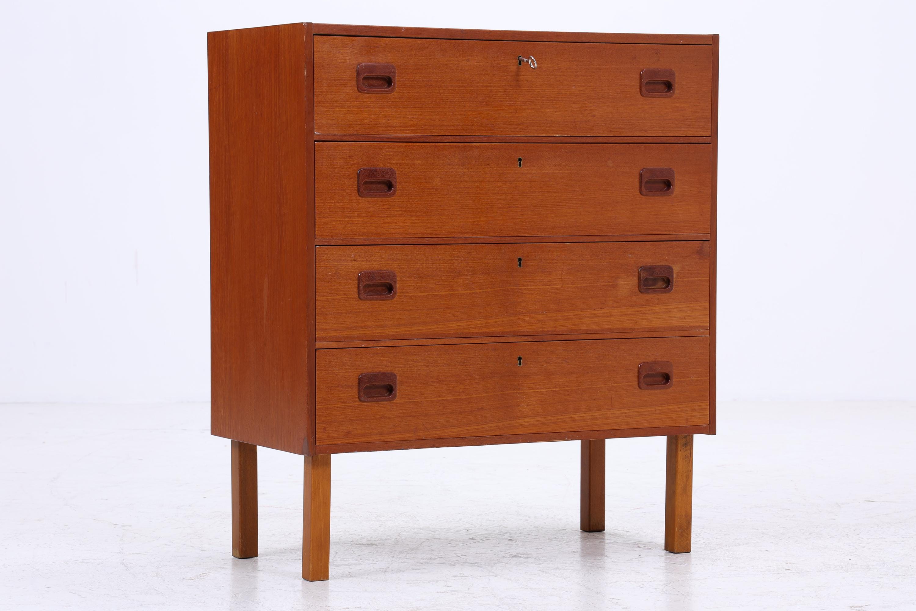 Vintage Teak Schubladen Kommode | Mid Century Schrank Holz Aufbewahrung 60er Jahre Herrenkommode