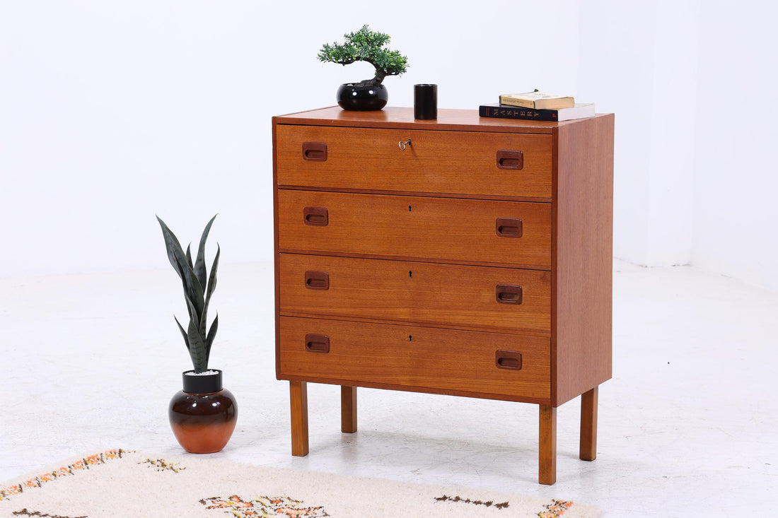 Vintage Teak Schubladen Kommode | Mid Century Schrank Holz Aufbewahrung 60er Jahre Herrenkommode