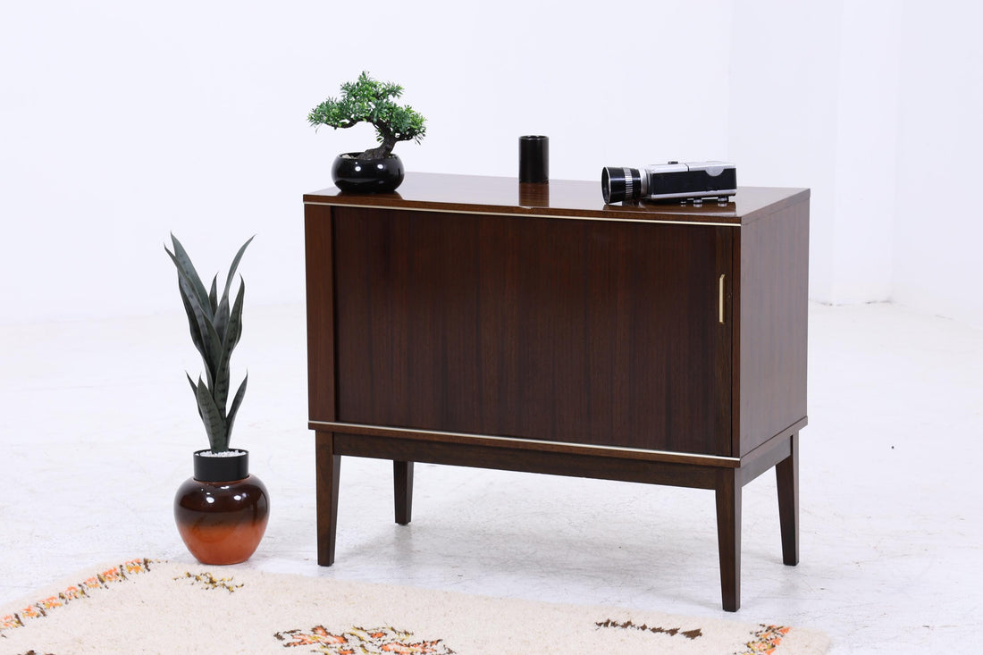 Vintage Kommode mit einer Lamellentür aus den 60er Jahren | Mid Century Schrank 60er Jahre Aufbewahrung Retro 70er Holz