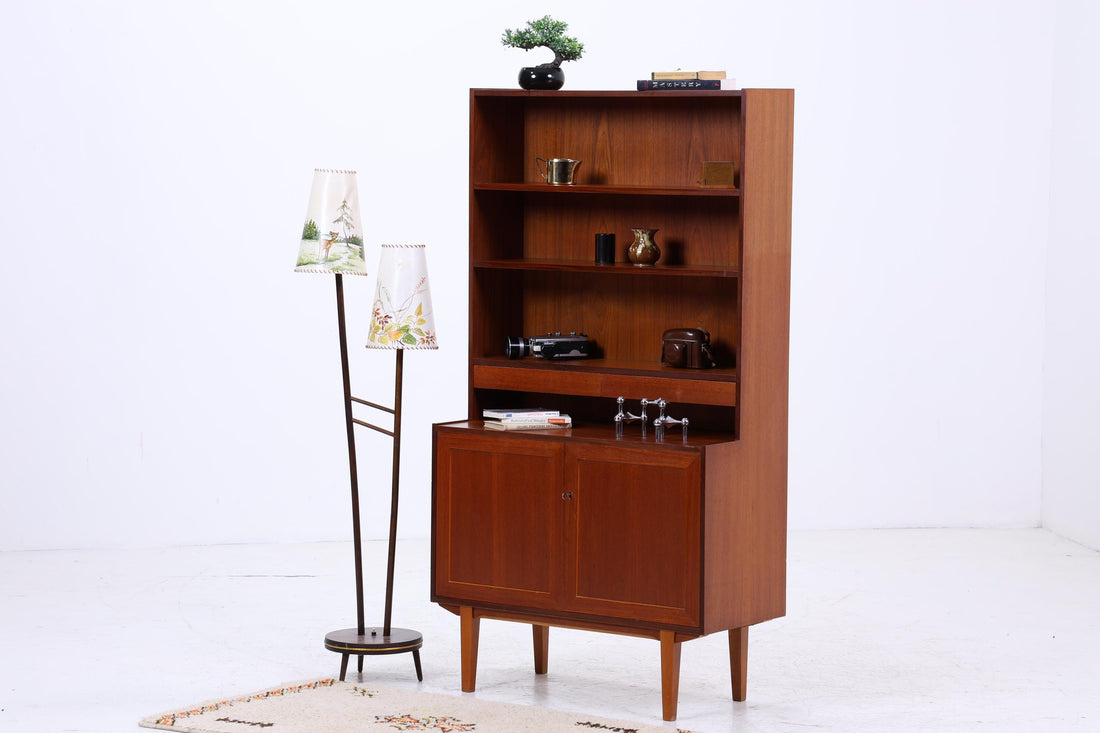 Vintage Teak Regal 60er Jahre | Mid Century Schrank Retro Bücherregal Holz Aufbewahrung