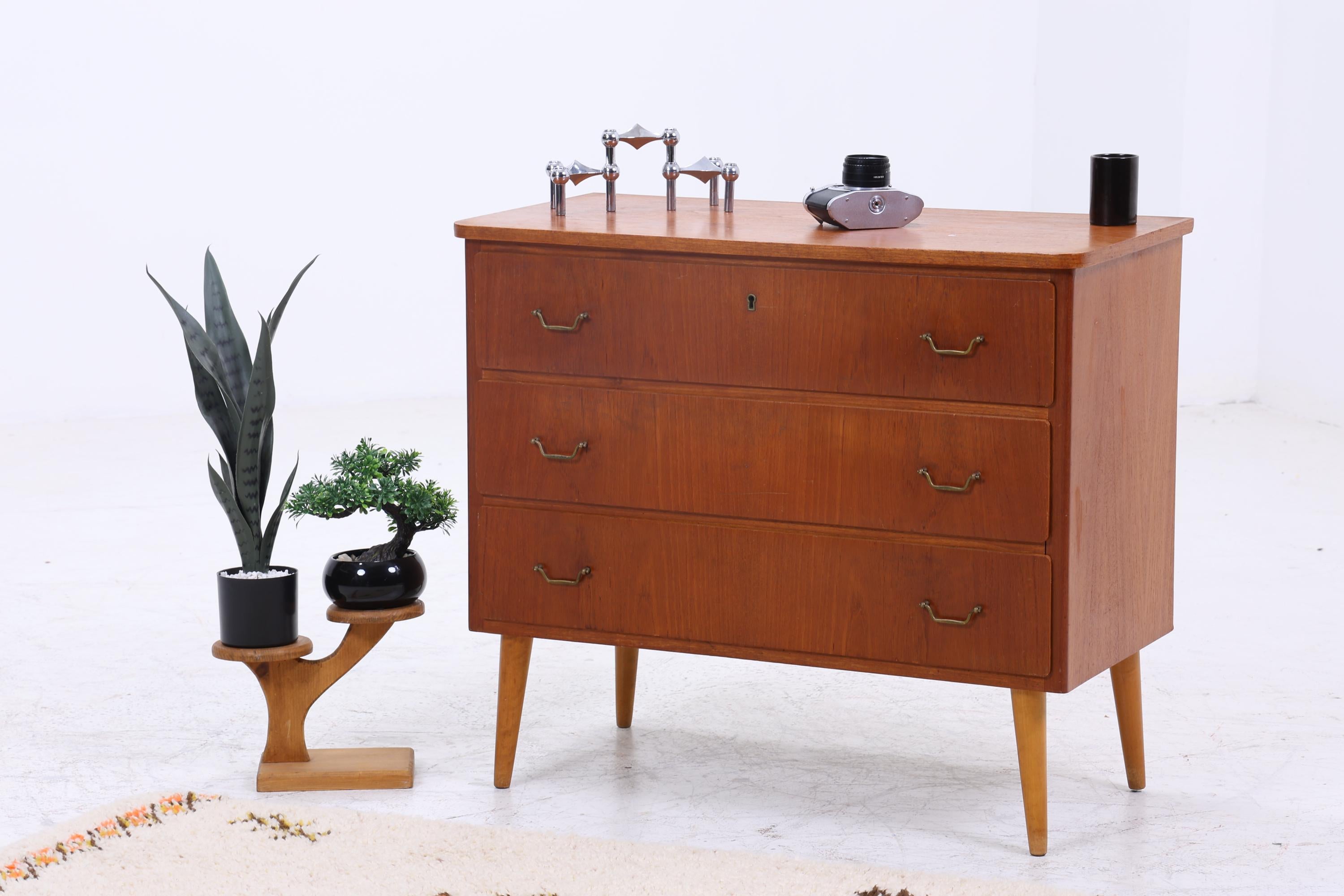 Vintage Teak Kommode  | Mid Century Schubladen Schrank Holz Aufbewahrung 60er Jahre