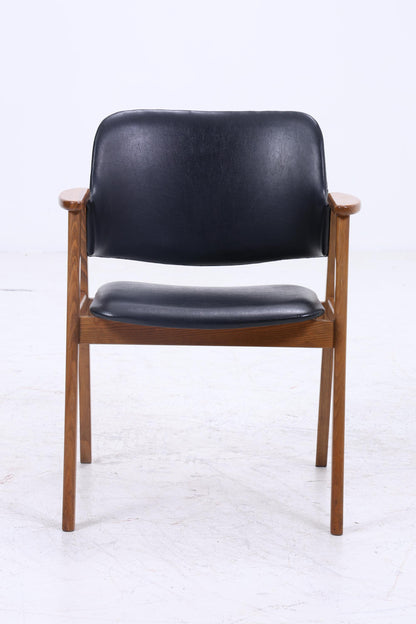 Vintage Teak Stuhl von Erik Kirkegaard für Glostrup | Mid Century Leder Stuhl 60er Jahre | Küchenstuhl