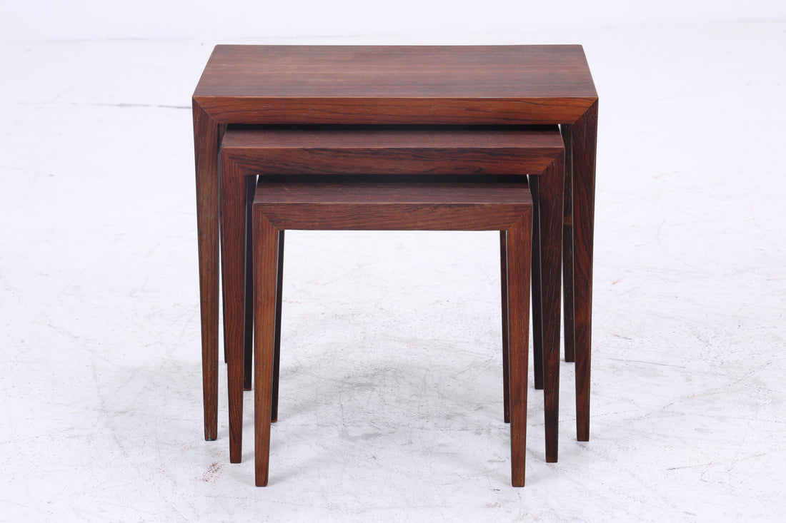 Vintage Satztische von Severin Hansen für Haslev Møbelsnedkeri 60er Jahre | Mid Century Couchtische | 3 Beistelltische 60er Jahre Palisander