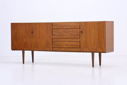Vintage Nussbaum Sideboard 60er Jahre | Mid Century TV Board mit Schubladen &amp; Fächern Holz Aufbewahrung Anrichte