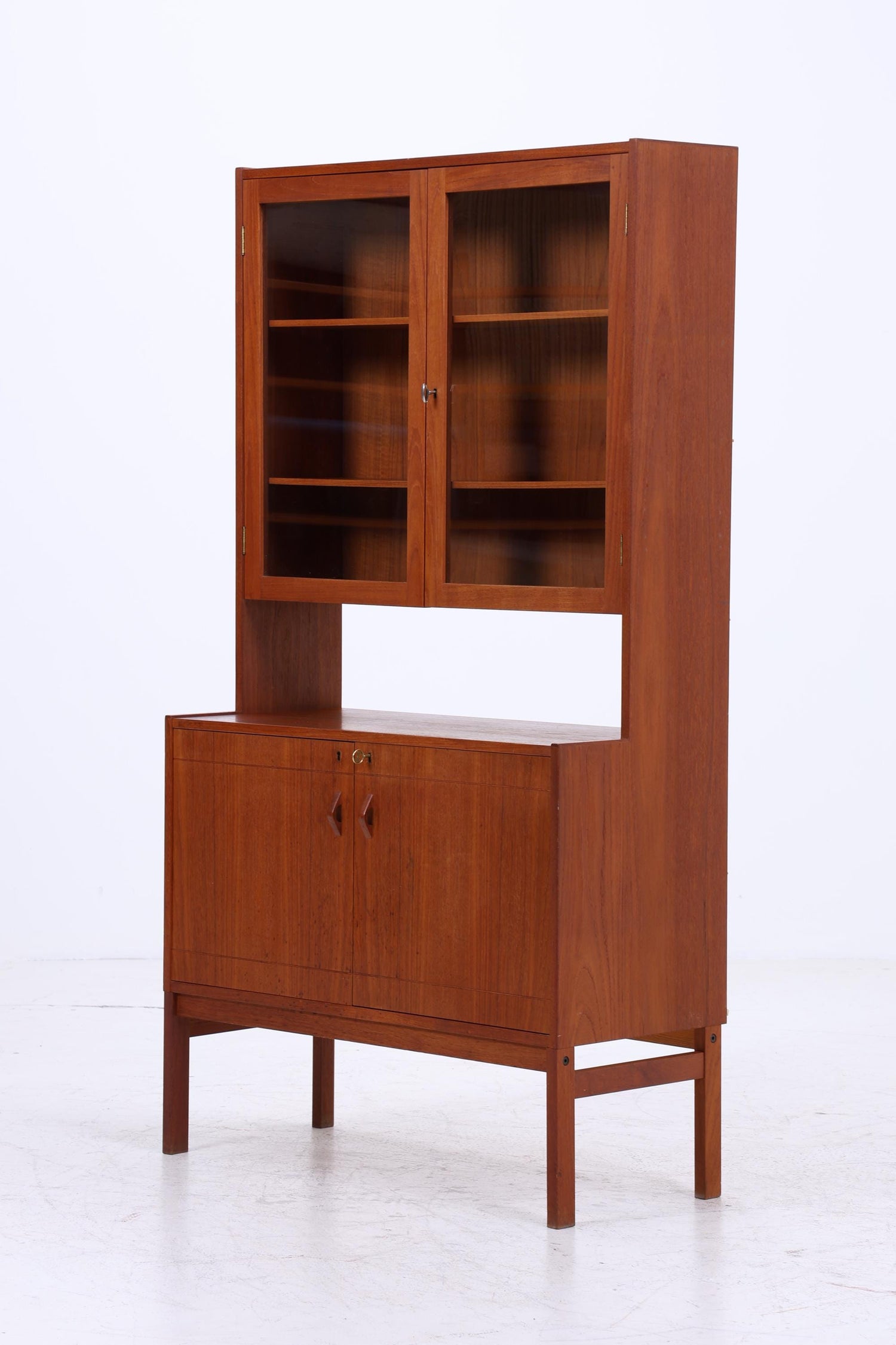 Vintage Teak Vitrine 60er Jahre | Mid Century Schrank Retro Regal Holz Aufbewahrung