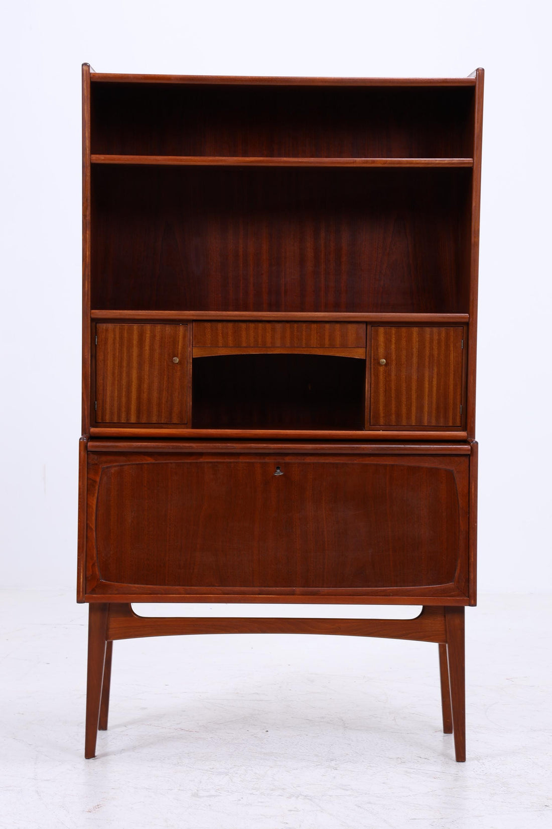 Vintage Mahagoni Regal Möbelfabrik Treman 60er Jahre | Mid Century Schrank Retro Sekretär Holz Aufbewahrung