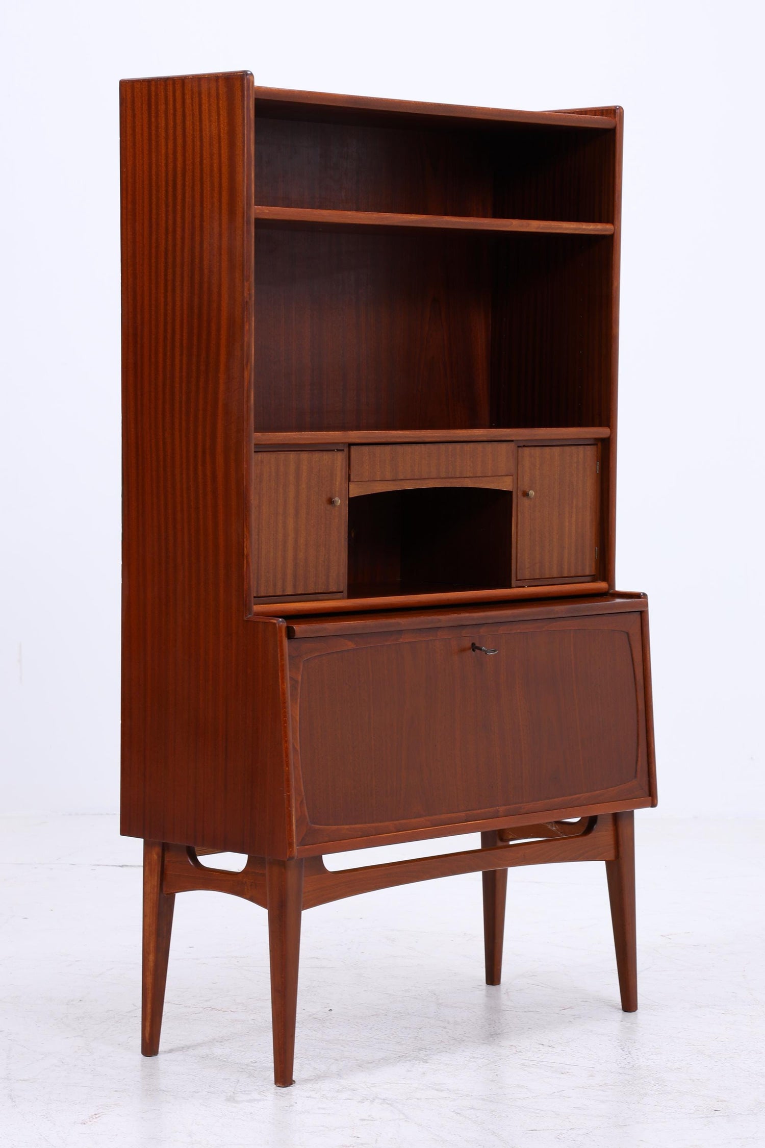 Vintage Mahagoni Regal Möbelfabrik Treman 60er Jahre | Mid Century Schrank Retro Sekretär Holz Aufbewahrung