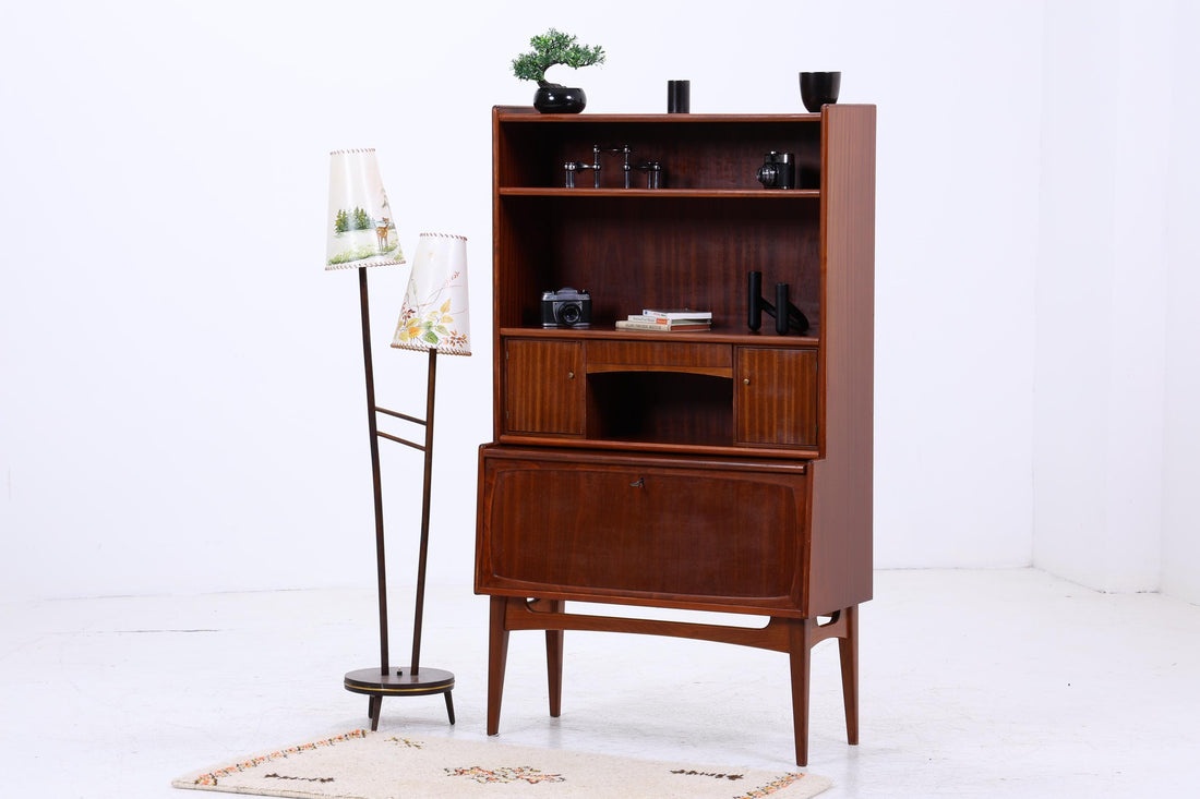 Vintage Mahagoni Regal Möbelfabrik Treman 60er Jahre | Mid Century Schrank Retro Sekretär Holz Aufbewahrung