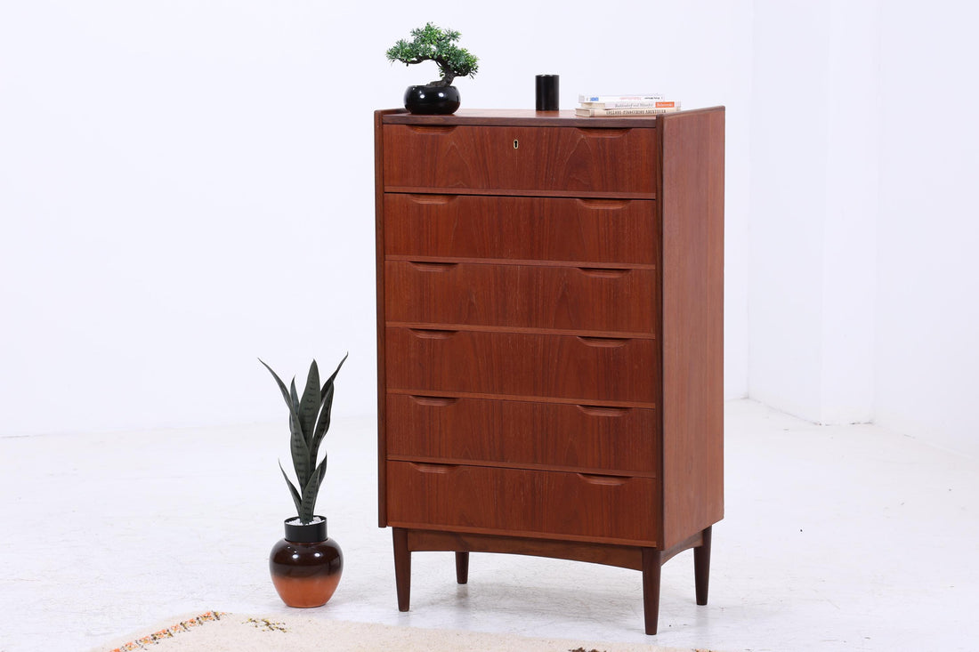 Vintage Teak Schubladen Kommode | Danish Design Mid Century Schrank Holz Aufbewahrung 60er Jahre