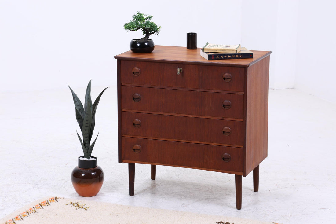 Vintage Teak Schubladen Kommode | Mid Century Schubladen Schrank | Holz Aufbewahrung 60er 70er Jahre