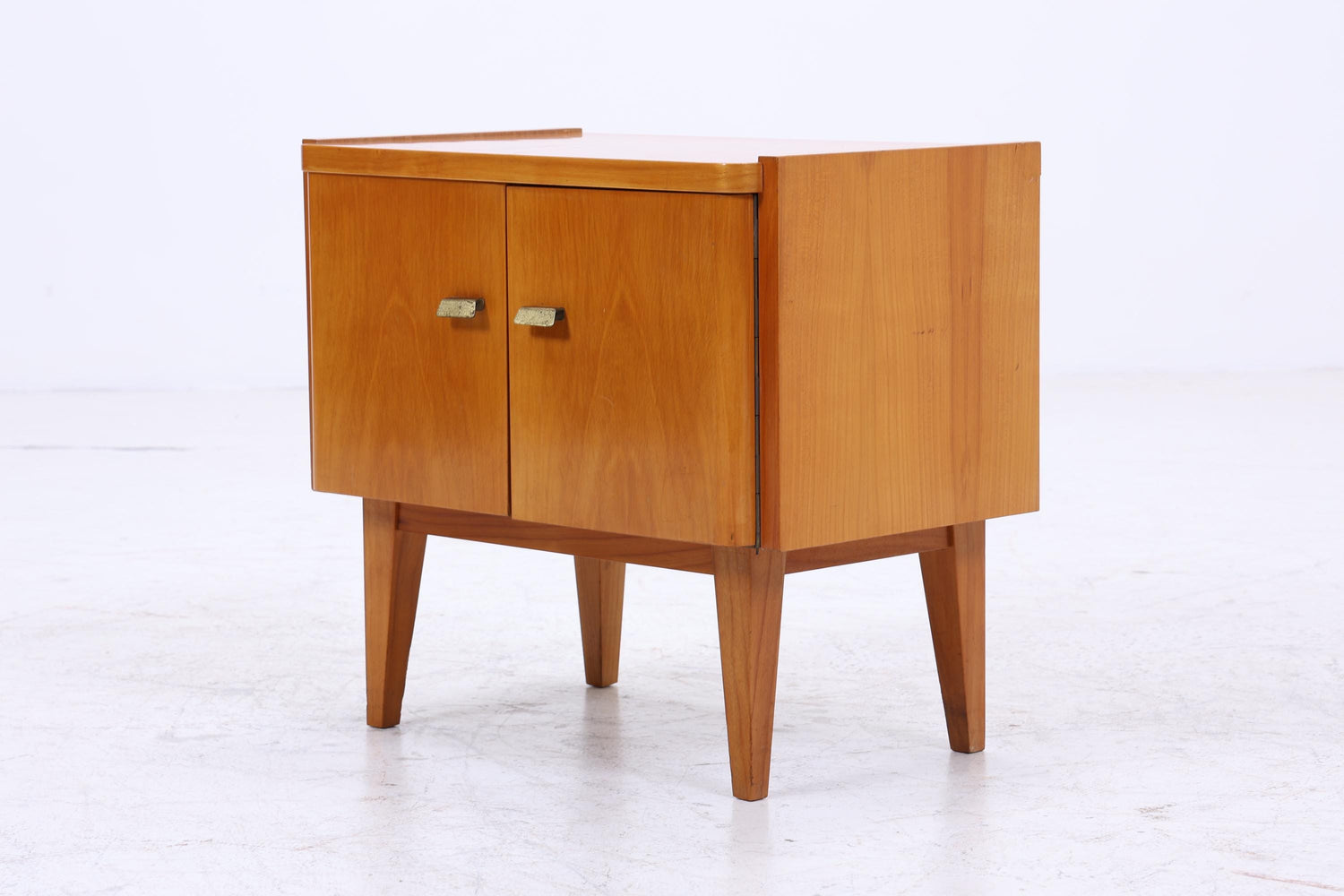 2er Set Vintage Nachttische der 60er | Mid Century Mini Kommode | Stilvolle Holz Aufbewahrung Schlafzimmer Beige