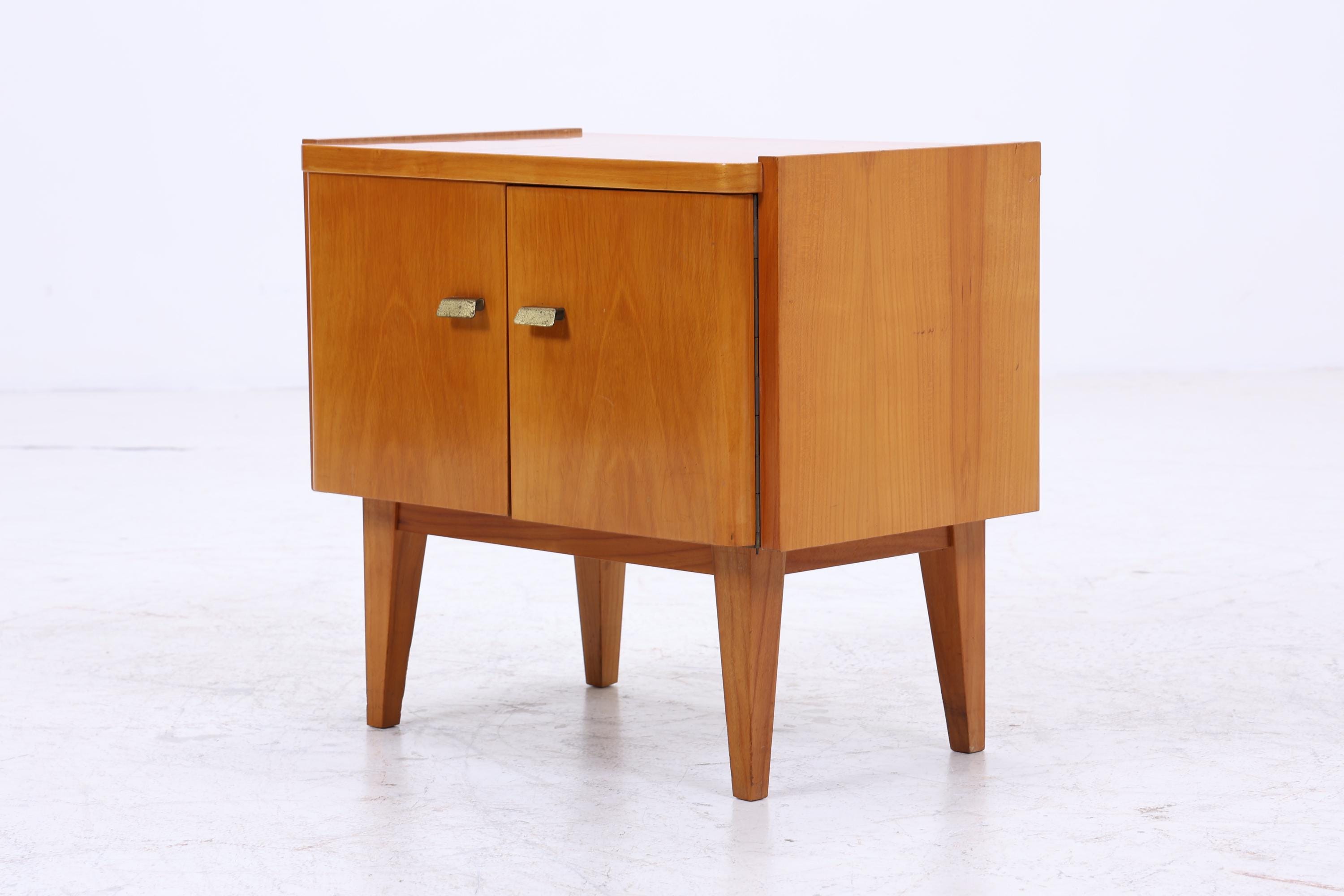 2er Set Vintage Nachttische der 60er | Mid Century Mini Kommode | Stilvolle Holz Aufbewahrung Schlafzimmer Beige