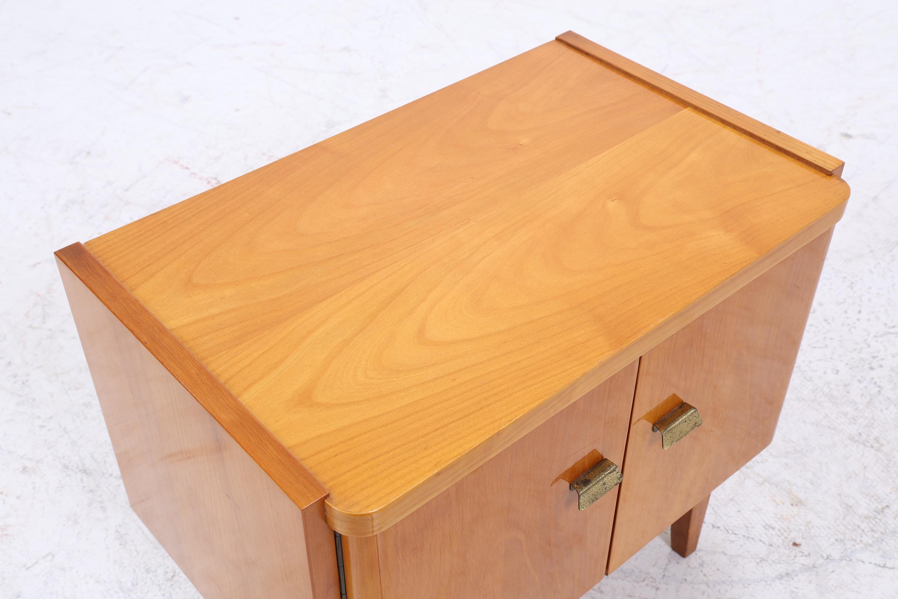 2er Set Vintage Nachttische der 60er | Mid Century Mini Kommode | Stilvolle Holz Aufbewahrung Schlafzimmer Beige