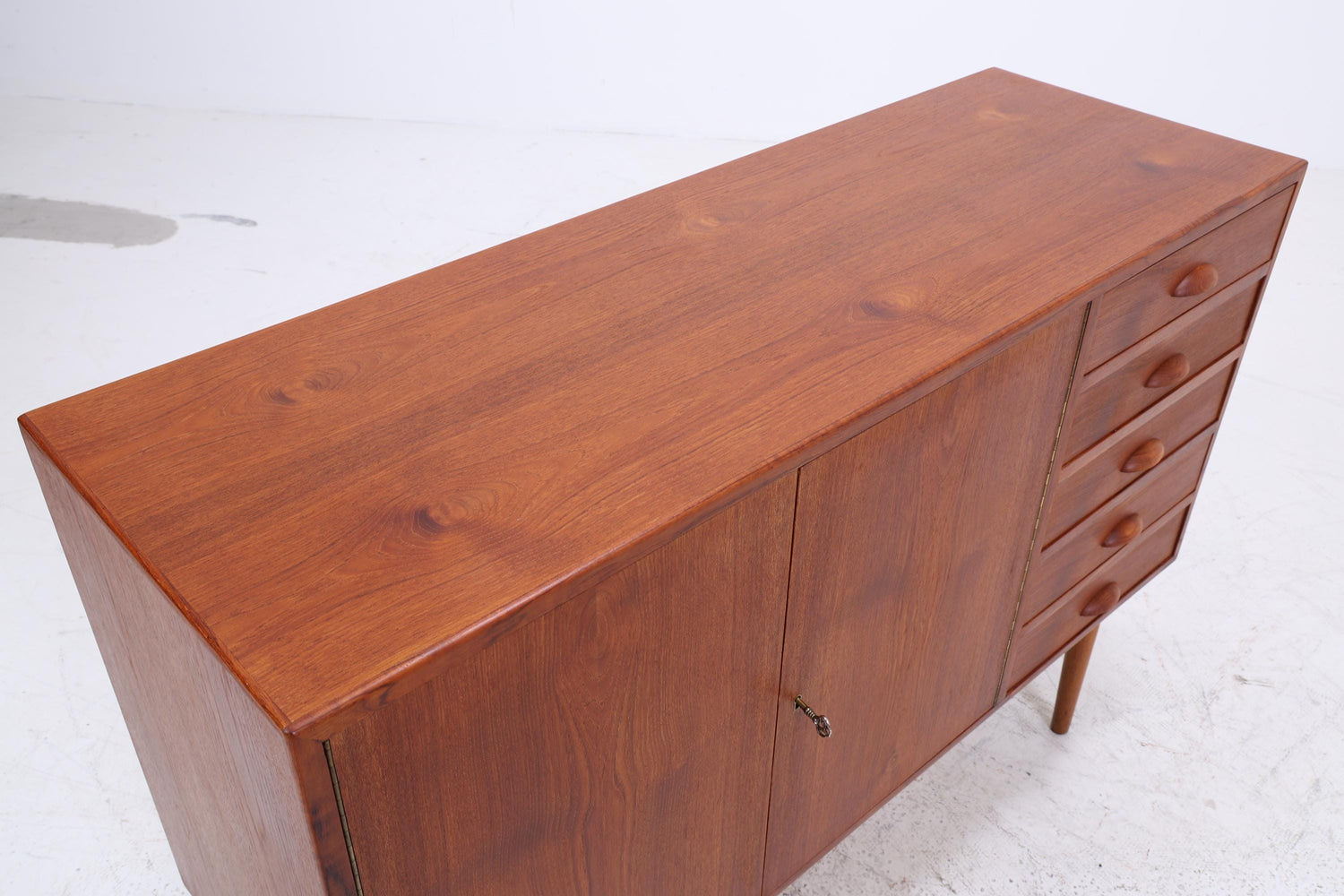 Vintage Teak Sideboard 60er Jahre Danish Design | Mid Century TV Board mit Schubladen &amp; Fächern Retro Holz Aufbewahrung