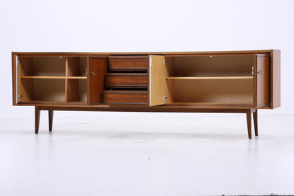 Vintage Teak Sideboard 60er Jahre | Mid Century TV Board mit Schubladen &amp; Fächern Retro Holz Aufbewahrung