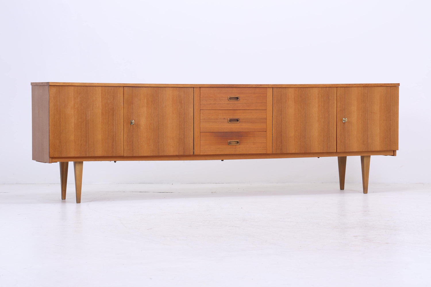 Vintage Sideboard 60er Jahre | Mid Century TV Board mit Schubladen &amp; Fächern Holz Aufbewahrung Anrichte