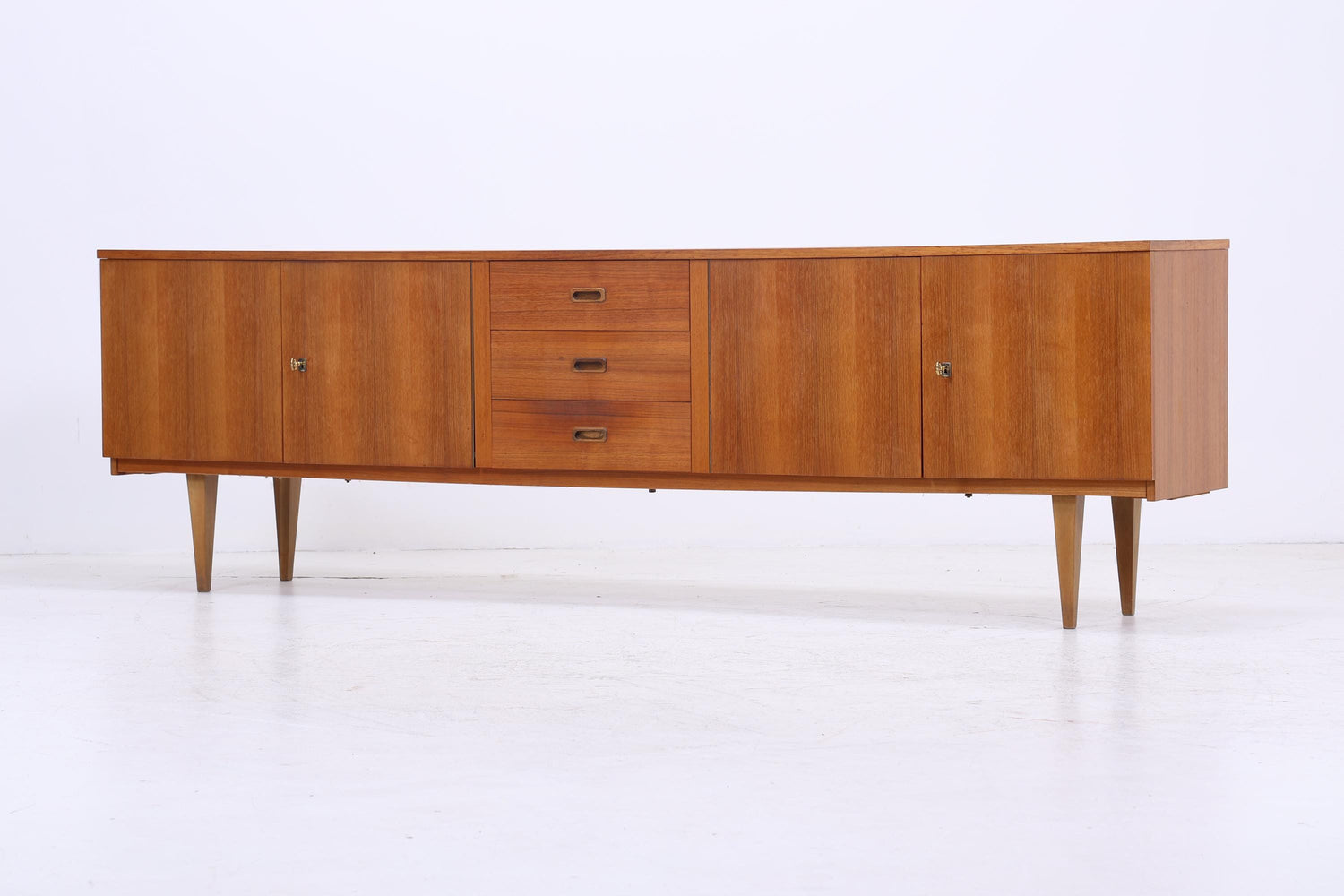 Vintage Sideboard 60er Jahre | Mid Century TV Board mit Schubladen &amp; Fächern Holz Aufbewahrung Anrichte