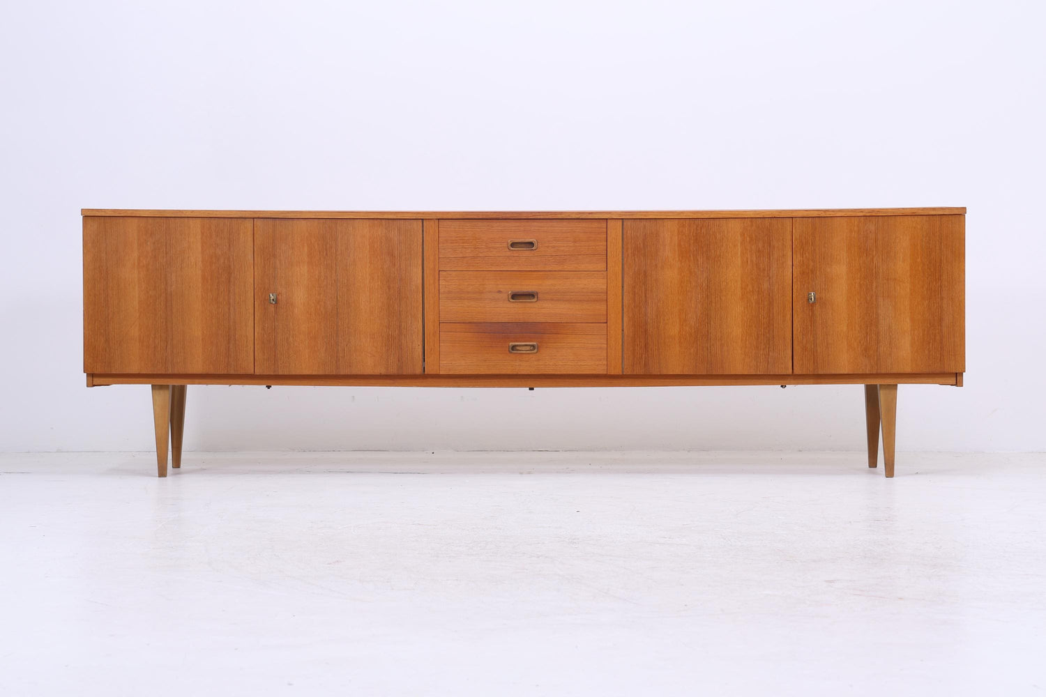 Vintage Sideboard 60er Jahre | Mid Century TV Board mit Schubladen &amp; Fächern Holz Aufbewahrung Anrichte
