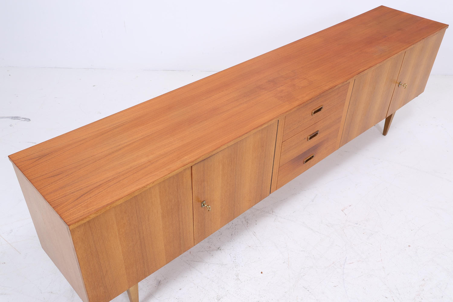 Vintage Sideboard 60er Jahre | Mid Century TV Board mit Schubladen &amp; Fächern Holz Aufbewahrung Anrichte