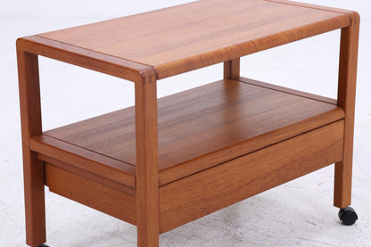 Vintage Teak Servierwagen aus den 60ern | Mid Century Tisch Telefontisch Beistelltisch Retro