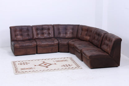 Vintage Modular Leder Sofa von Lemke aus den 70ern | Mid Century Couch Lounge Braun Retro 60er