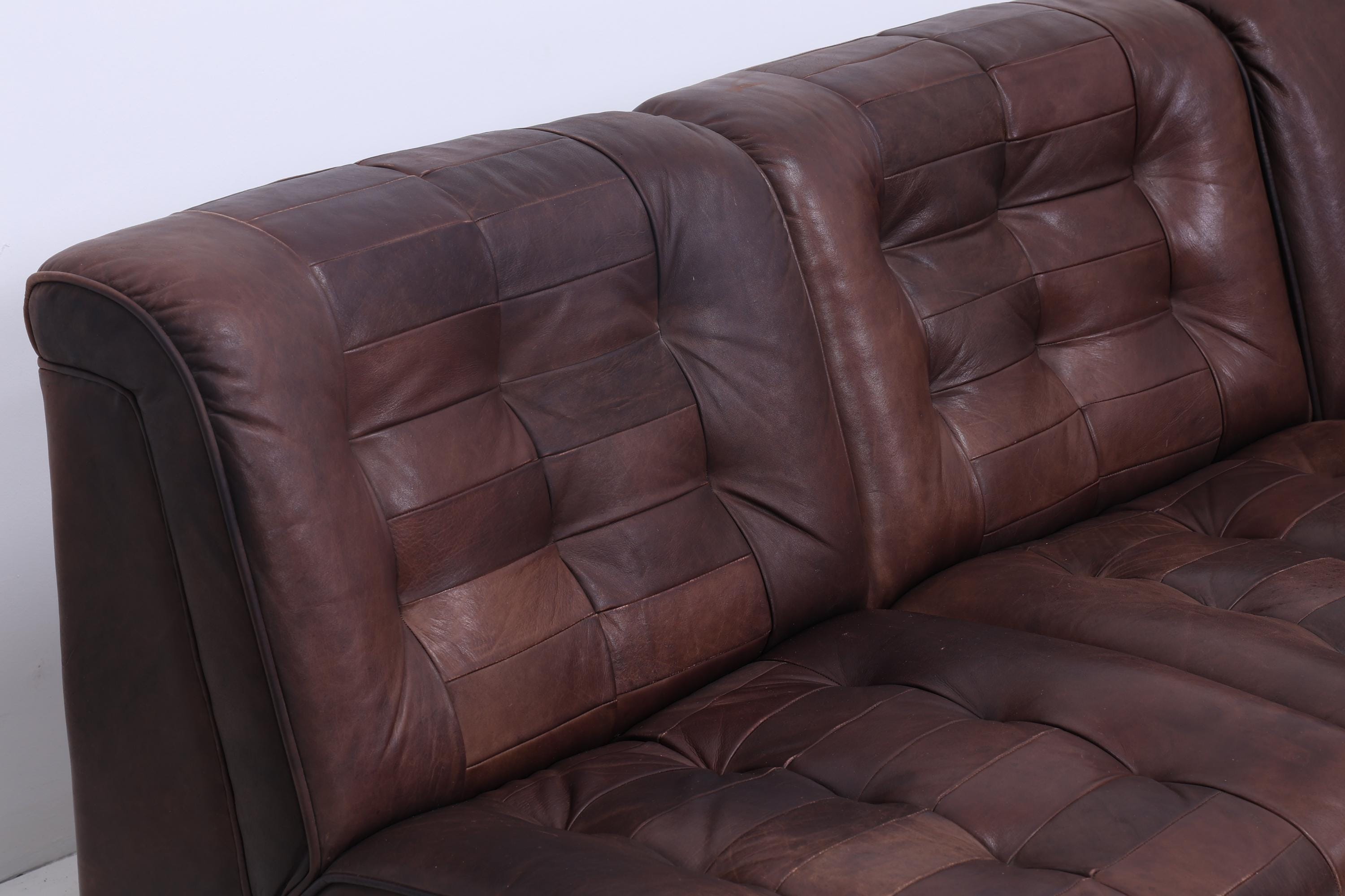 Vintage Modular Leder Sofa von Lemke aus den 70ern | Mid Century Couch Lounge Braun Retro 60er
