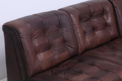 Vintage Modular Leder Sofa von Lemke aus den 70ern | Mid Century Couch Lounge Braun Retro 60er