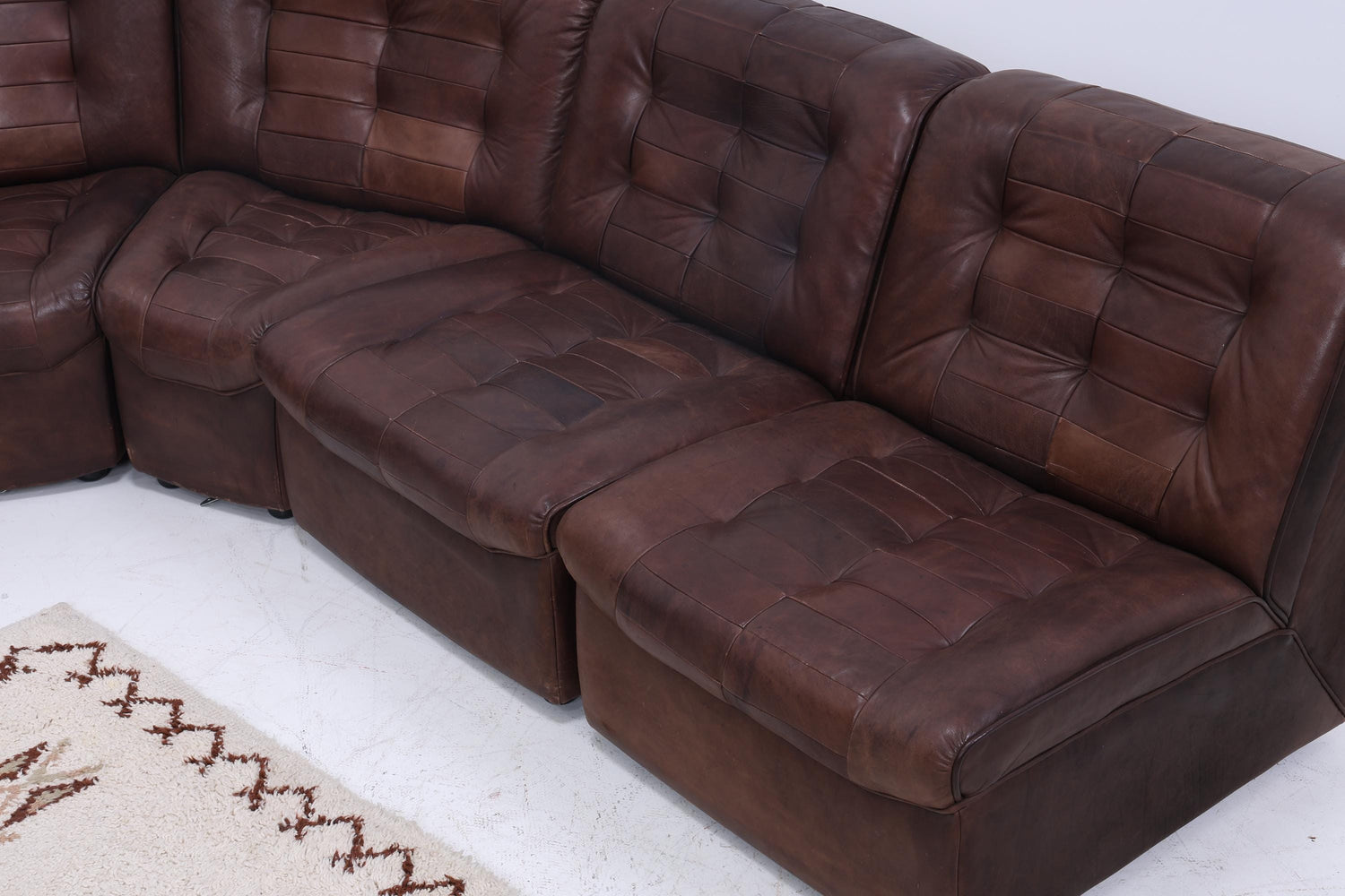 Vintage Modular Leder Sofa von Lemke aus den 70ern | Mid Century Couch Lounge Braun Retro 60er
