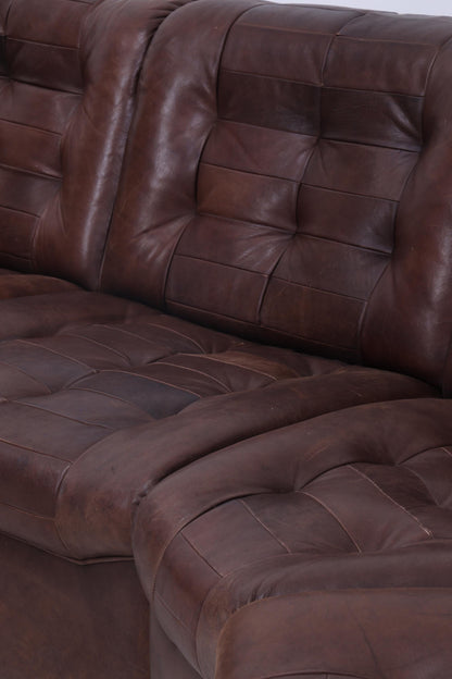 Vintage Modular Leder Sofa von Lemke aus den 70ern | Mid Century Couch Lounge Braun Retro 60er