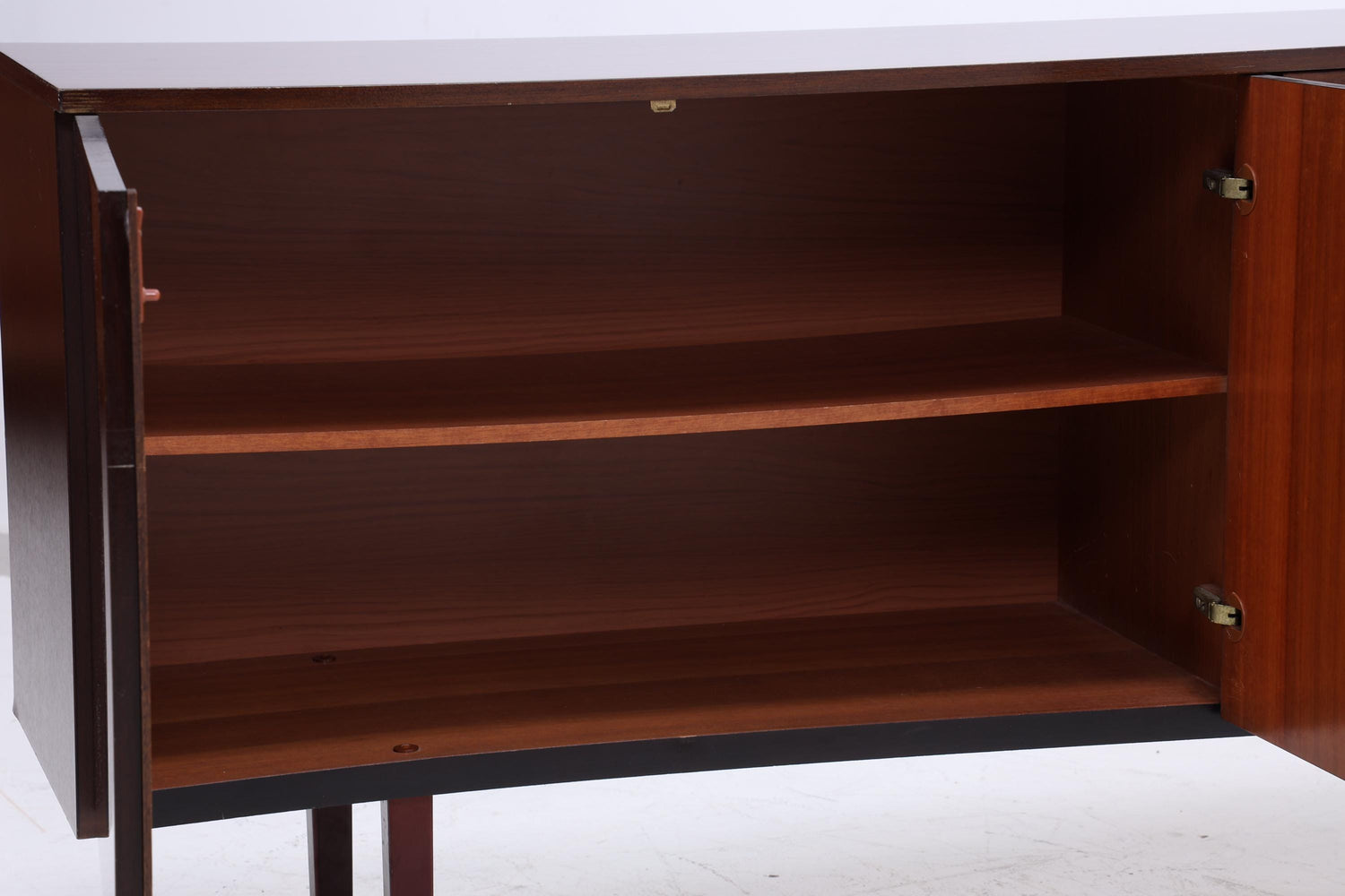 Vintage Hochglanz Sideboard 60er Jahre | Mid Century Lowboard Anrichte mit Schubladen &amp; Fächern Retro Holz Aufbewahrung