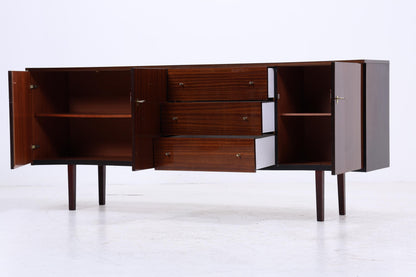 Vintage Hochglanz Sideboard 60er Jahre | Mid Century Lowboard Anrichte mit Schubladen &amp; Fächern Retro Holz Aufbewahrung