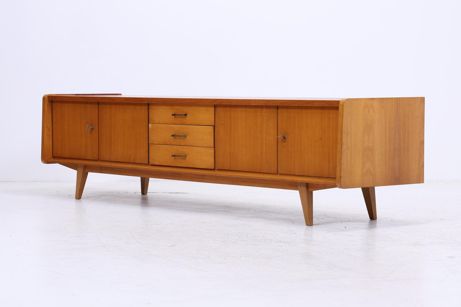 Vintage Lowboard 60er Jahre | Mid Century Sideboard mit Schubladen &amp; Fächern  Retro Holz Aufbewahrung